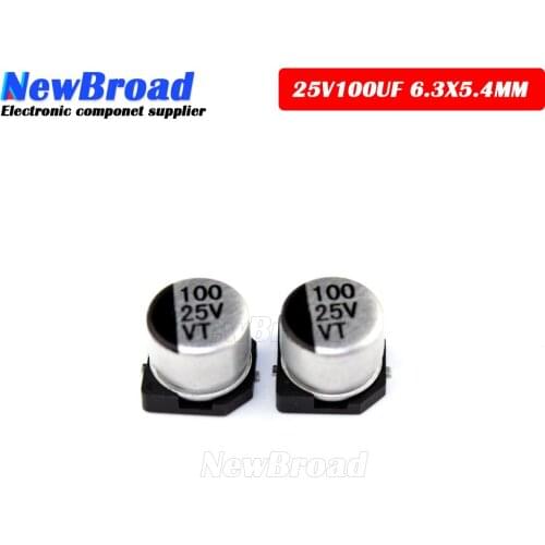10PCS SMD Aluminum Electrolytic Capacitor 25V100UF 6.3*5.4MM 6.3*7.7MM 100UF25V 25V 100UF