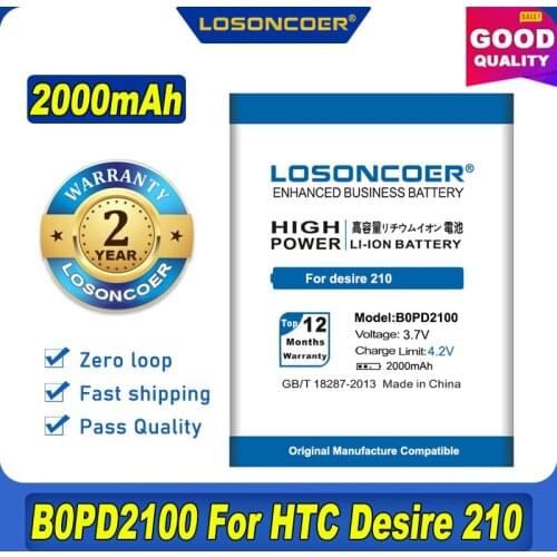 100% Original LOSONCOER 2000mAh B0PD2100 Battery For HTC Desire 210 Battery