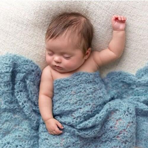 2 Pcs/set Baby Photography Props Blanket Wraps Stretch Knit Wrap Photo Newborn Cloth Accessories Headdress
