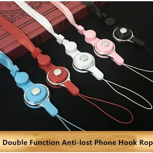 2 in 1 mobile phone lanyard key ring sling badge neckband Keychain anti-lost Badges Cell Phone Rope Neck Straps Phone Hook Rope