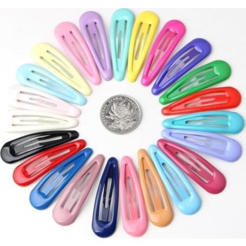 20pcs 5cm Sweet plain Round Head Metal Snap Clip BB hair clips Barrettes hairpin Bows DIY hair Accessories FJ3237