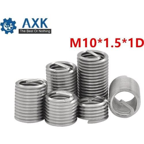 50pcs/Lot M10*1.5*1D Screw Thread Insert A2 Stainless Steel 304 Fasteners Repair Tools Kit Coiled Wire Helical Screw Sleeve Set
