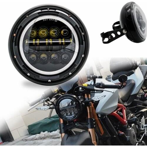 7 Inch DOT SAE E9 Motorcycle Headlamp with angle eye Led Headlight 7inch housing bucket trim ring For Honda kawasaki Harley