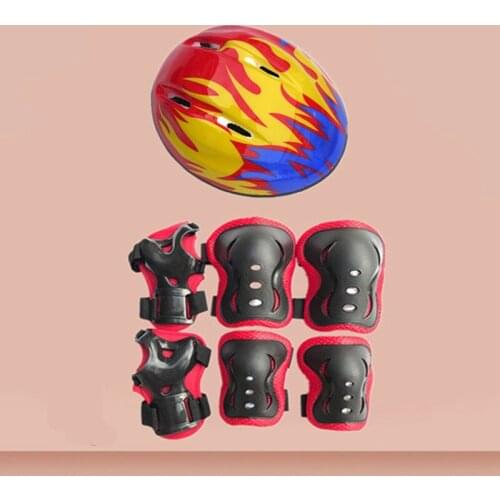 7Pcs/set Kids Cycling Skateboard Bicycle Balance Bike Protective Gear Helmet Knee Wrist Elbow Guard Roller Comfort