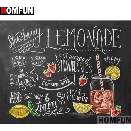 HOMFUN Full Square/Round Drill 5D DIY Diamond Painting "Letter fruit juice" 3D Embroidery Cross Stitch 5D Home Decor A13662