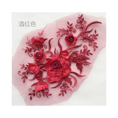 April Enamel Series High-end Custom 3D Stereo flower Beaded Lace Flower Piece Wedding Dress Stage Clothing Accessories