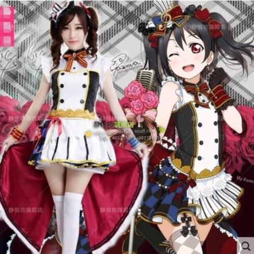 Free shipping Anime Love Live COSPLAY Yazawa Nico COS Halloween Party Cosplay Maid outfit lolita dress Costumes