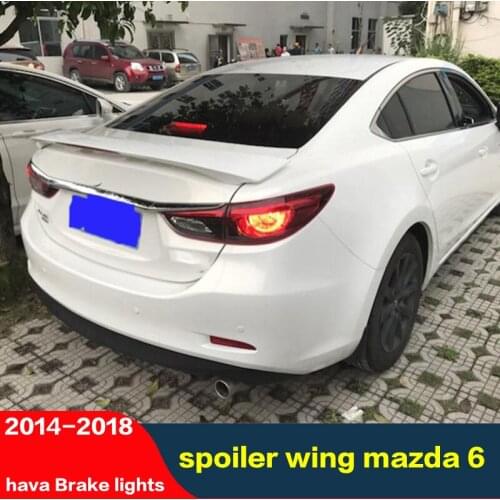 FOR Spoiler Tail Fin New Mazda6 ABS High-quality Primer Color Rear Wing Mazda 6 Rear Lip Trunk Spoiler 2014-2018 Accessories M6