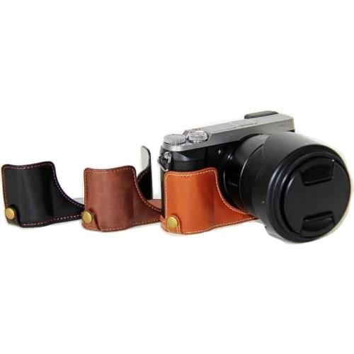 Black/Coffe/Brown Camera Half Body Bag Cases Leather Bottom Case Set For Panasonic Lumix GX85 GX80