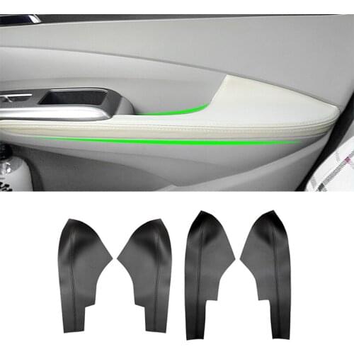 For Honda City 2008 2009 2010 2011 2012 2013 2014 4pcs Microfiber Leather Car Interior Door Armrest Panel Cover Protective Trim