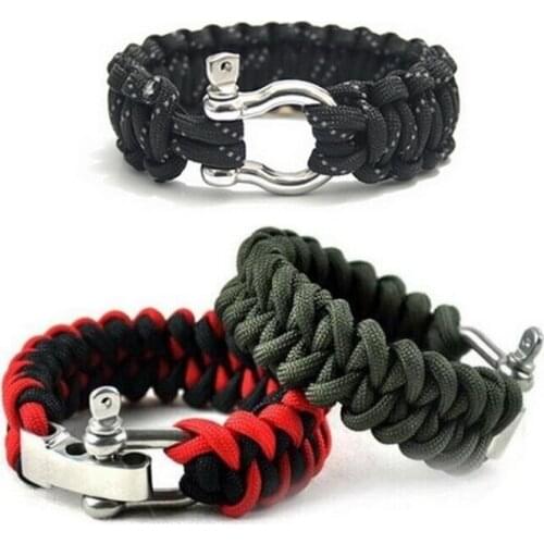 EDC Survival Paracord Bracelet Outdoor DIY Adjustable Tactical Steel Buckle Emergency Bracelet Tied Umbrella Rope Multi Tool