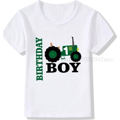 Boys Green Car 1-9 Birthday Number Print T Shirt Children Birthday Boy T-shirts Boy&Girl Funny Gift Tshirt Present