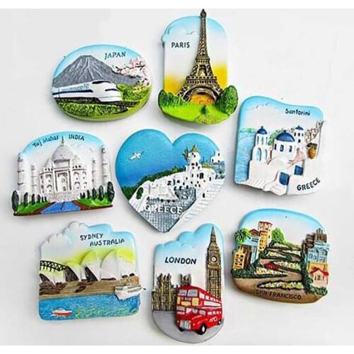 Greece India Taj Mahal Sydney Opera House France Japan London 1 Pcs Cute Resin 3D Fridge Magnets Refrigerator Magnetic Stickers