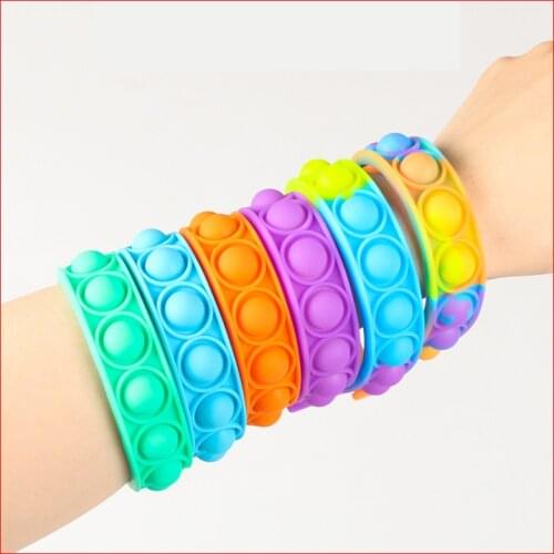 Pops bubble simple dimple toy its fidget anti stress relief colorful silicone bracelet anxiety sensory for autism adhd children