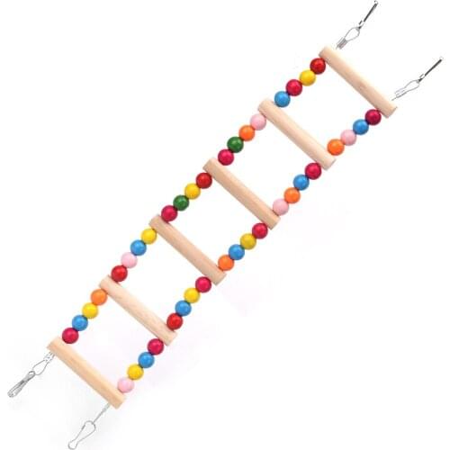 For Conures Parakeets Cockatiels Natural Wood Parrot Toys With Colorful Balls Birds Pets Parrots Ladders Hanging Climbing Toy