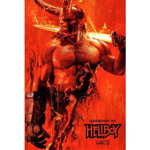 HellBoy Movie David Harbour Neil Marshall NYCC Film Silk Fabric Wall Poster Art Decor Sticker Bright
