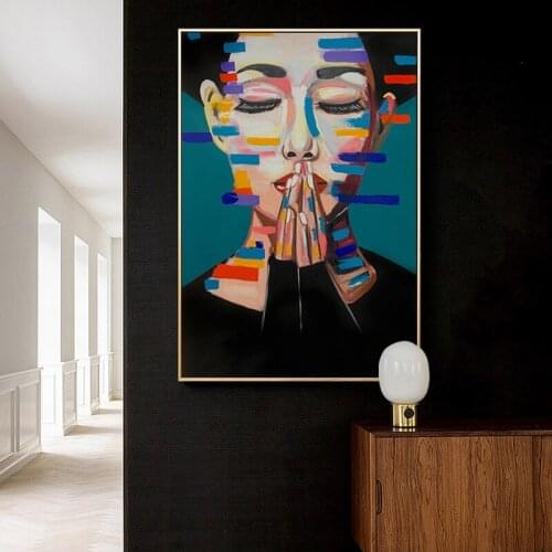 Modern Women Graffiti Art Oil Painting on Canvas Posters and Prints Decorative Wall Art Picture for Living Room Aisle Decor