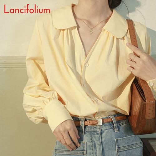 Lancifolium Stand-up Collar Blouses
