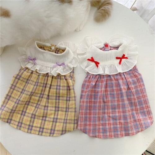 Cat Dress Summer Dog Clothes Puppy Skirt Yorkshire Yorkies Pomeranian Clothing Bichon Poodle Schnauzer Pet Apparel Dog Dresses