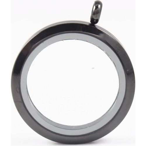Stainless steel waterproof locket 20mm 25mm 30mm 34mm 38mm twist black plain face floating locket for diy jewelry make