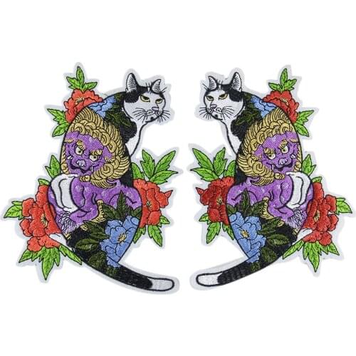 Cute Flower Floral Cat Patches Iron on Appliques Lion Pattern for Clothes Shoes Bags Stickers DIY Clothing Accessories Badges