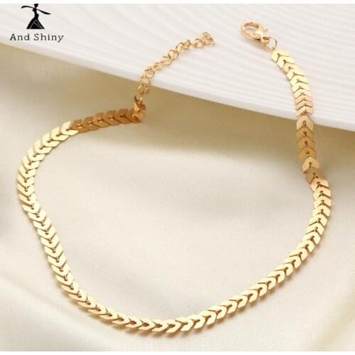 Andshiny Fashion Simple Gold Fish Scale Chain Blade Chain Necklace For Women Lobster Clasp Extension Chain Necklace Collar Gifts