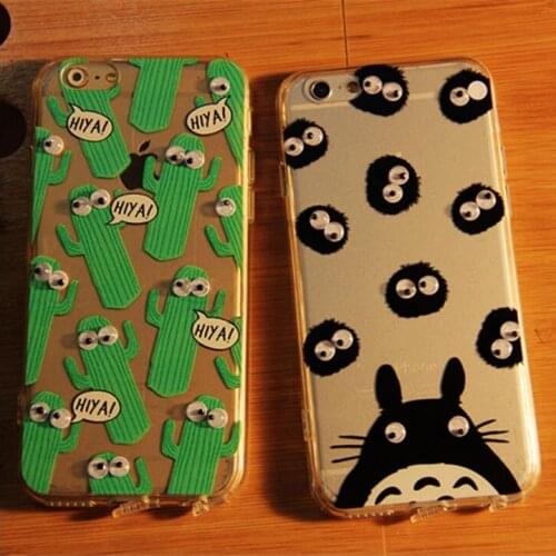 Fashion 3D Moving Eyes Phone Case Transparent Soft TPU Cute Cartoon Case For iphone 5 5S SE 6 6s 6 Plus 6S plus Cover Back