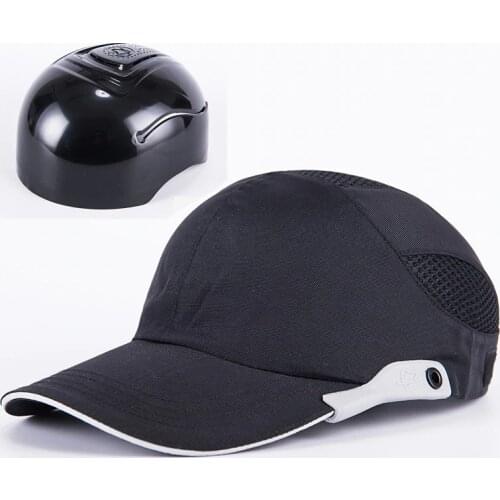 Men Black Safety Bump Cap With Reflective Stripes Lightweight and Breathable Hard Hat Head Protection Cap
