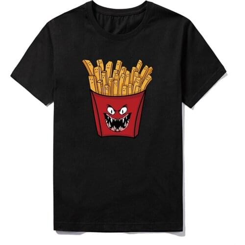 Men Summer Short Sleeve T Shirts Demon Fries Printed Casual Tops Tees New Male O-Neck Fashion T-Shirts Cotton Clothes S-5XL