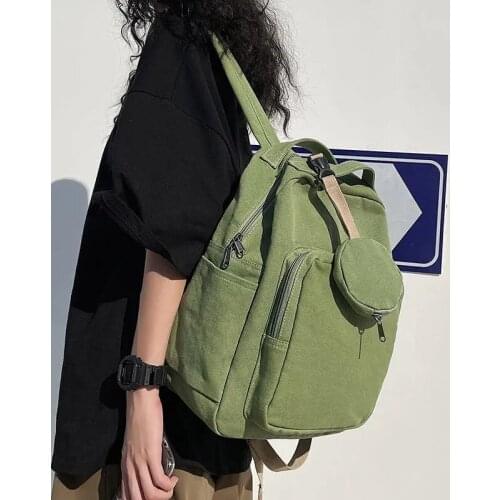 New Schoolbag Female Version of Thick Canvas Strong College Student Shopping Backpack Simple and Casual All-Match Backpack
