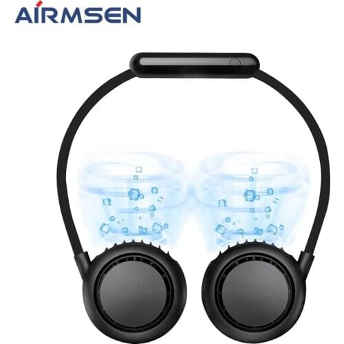 Portable Fan Hand Free Fan with Neck Hanging Design USB Battery Rechargeable Personal Desk Fan with Strong Airflow 2 Wind Head
