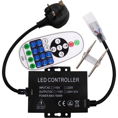 RF Remote Controller 220V 1500W 23keys Wireless RF Remote Single Color Mini Dimmers With UK Plug For Led Strips Lighting