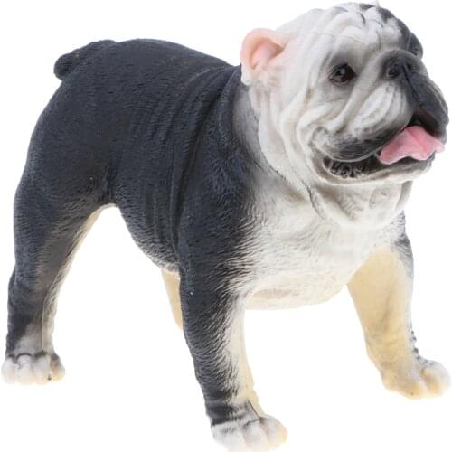 Lifelike Animal Model Figurines Kids Toy Gift Home Decor - Black British Bulldog