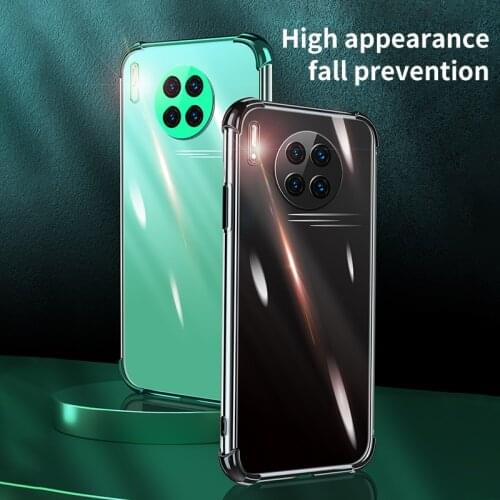 Luxury Carmera Lens Protection Bumper Soft TPU Transparent Electroplated Mobile Phone Case For Huawei Mate 40 30 Pro Cover Funda