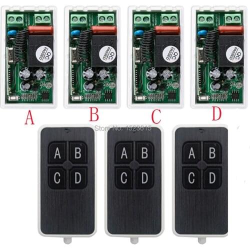 Most simple wiring AC220V 1CH 10A wireless remote control switch system 3X Transmitter + 4X Receiver relay smart house z-wave
