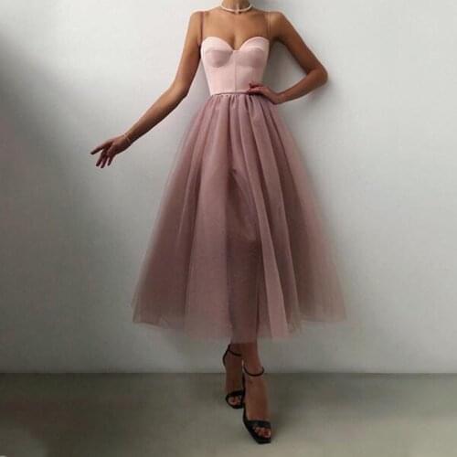 Sexy Halter Off Shoulder Party Dress Women Elegant Spaghetti Strap Spliced Mesh Dresses Ladies Ballet Clothing Vestidos