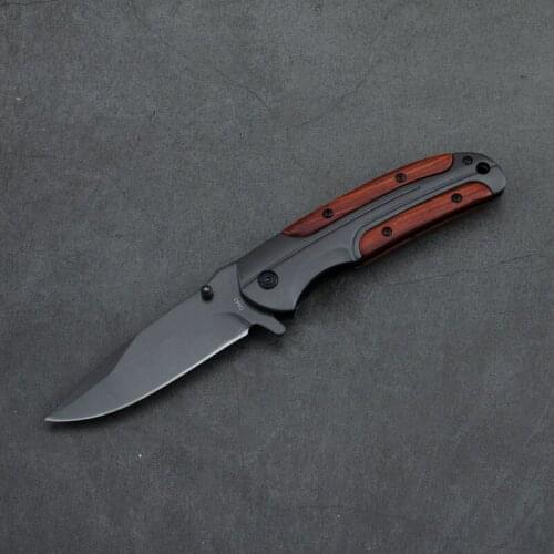 New Folding Blade Knife 5Cr17Mov Tactical 58HRC Pocket Knives Shadow Wood Handle Outdoor Camping Hunting Survival Knife EDC Tool