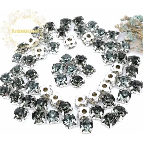 3mm 4mm 5mm 6mm 7mm 8mm Gray Diamond shape Glass Crystal rhinestones with silvery claw Diy wedding dress accessories