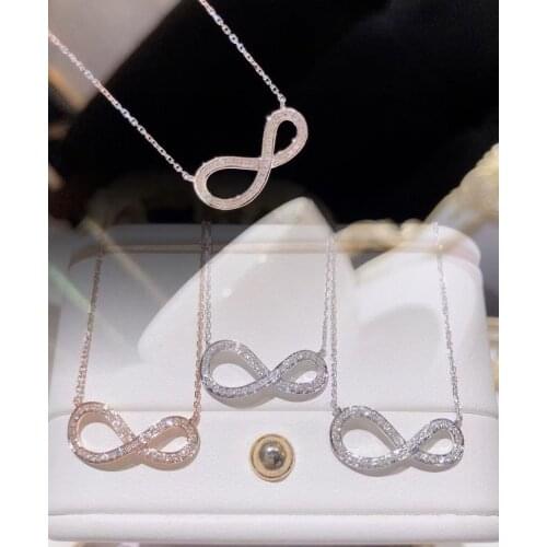 Light Luxury Niche Design White Zircon 8-Character Pendant Necklace For Ladies Birthday Party Fashion Jewelry Gift