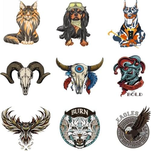 Iron-on Transfers for Clothing Patches for Punk Clothes Animals Stickers Rock Stripe Diy Flex Fusible Transfer Vinyl Adhesive A