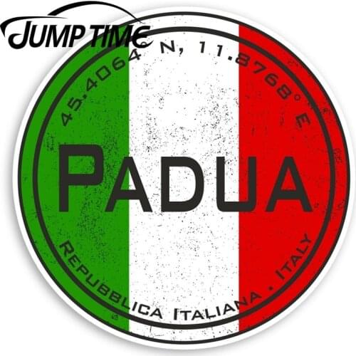 Jump Time Padua Italy Vinyl Stickers - Italian Flag Travel Sticker LuggageWaterproof Car Decal Trunk Car Accessories