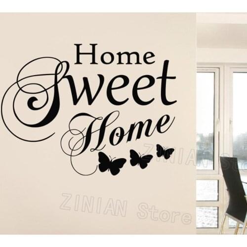 Family Love Vinyl Wall Art Stickers Quotes Home Sweet Home Words Wall Decals Living Room Butterfly Decoration Bedroom Mural Z473