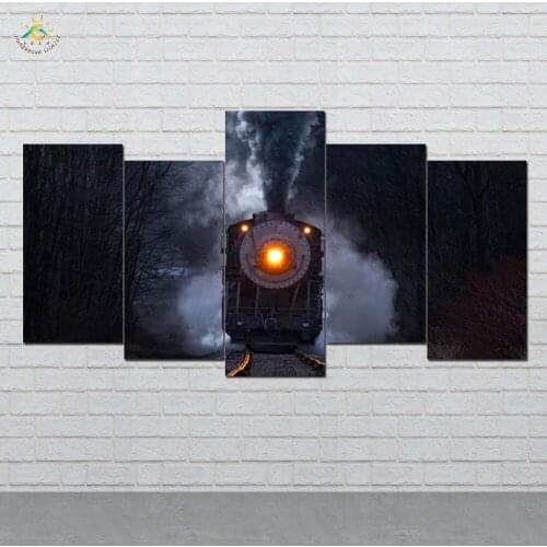 Vintage Train Wall Art HD Prints Canvas Art Painting Modular Picture And Vintag Poster Canvas Painting Home Decor 5 PIECES