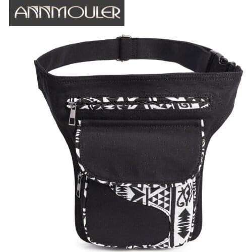 Annmouler Vintage Women Waist Bag Pack Large Capacity Fanny Pack Fabric Patchwork Phone Pouch Pocket Girls Adjustable Belt Bag