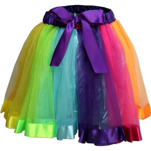 Candy Color Tutu Skirt Halloween Ballet Mesh Performance Cosplay Rainbow Mini Cake Skirt