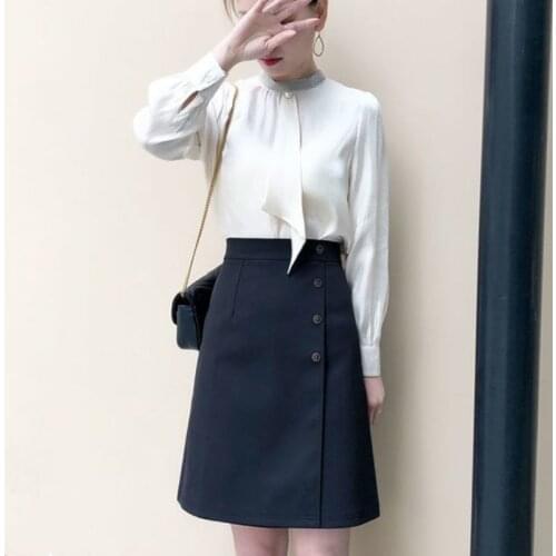 Zipper A- line New Solid Color Woman Skirts Faldas Jupe