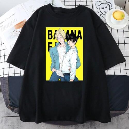Japanese Cartoon Banana Fish Printed Women T Shirts Oversized Loose Clothing Fashion Vintage Tshirts High Quality T-Shirts Mans