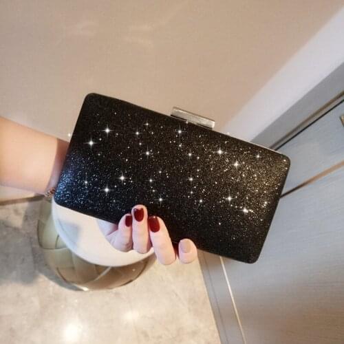 Women Evening Clutch Bag Sequin Clutch Female Crystal Day Clutch Wedding Purse Party Banquet Black/Gold Silver