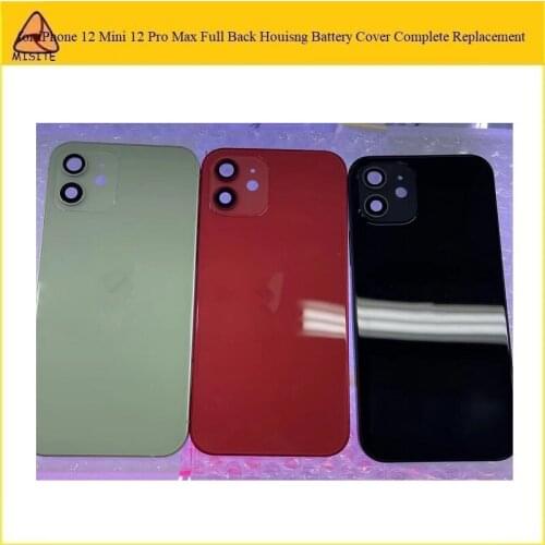 1PC Full Housing Case For iPhone 12 Mini Back Battery Cover Rear Door Middle Frame Body Chassis Assembly Replacement Flex Cable