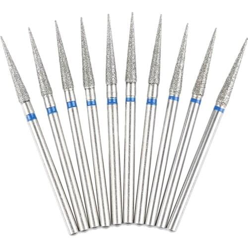 10Pcs 2.35mm Shank Diamond Grinding Bur Drill Bits Sets Needle Shape Head MM27 Dental Polishing Burs Dental Care Tool